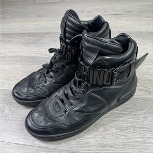 Moschino Shoes Men’s 43 Black Leather High Top Sneakers made in Italy Designer